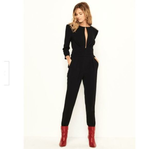 BA&SH Black Corfou Deep V Jumpsuit‎ Pants